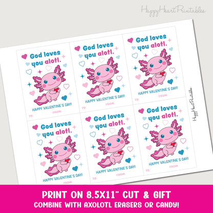 Christian Axolotl Printable Valentines