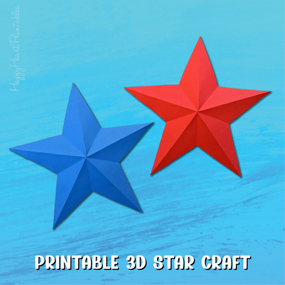 Printable 3D Folded Star July 4th Craft