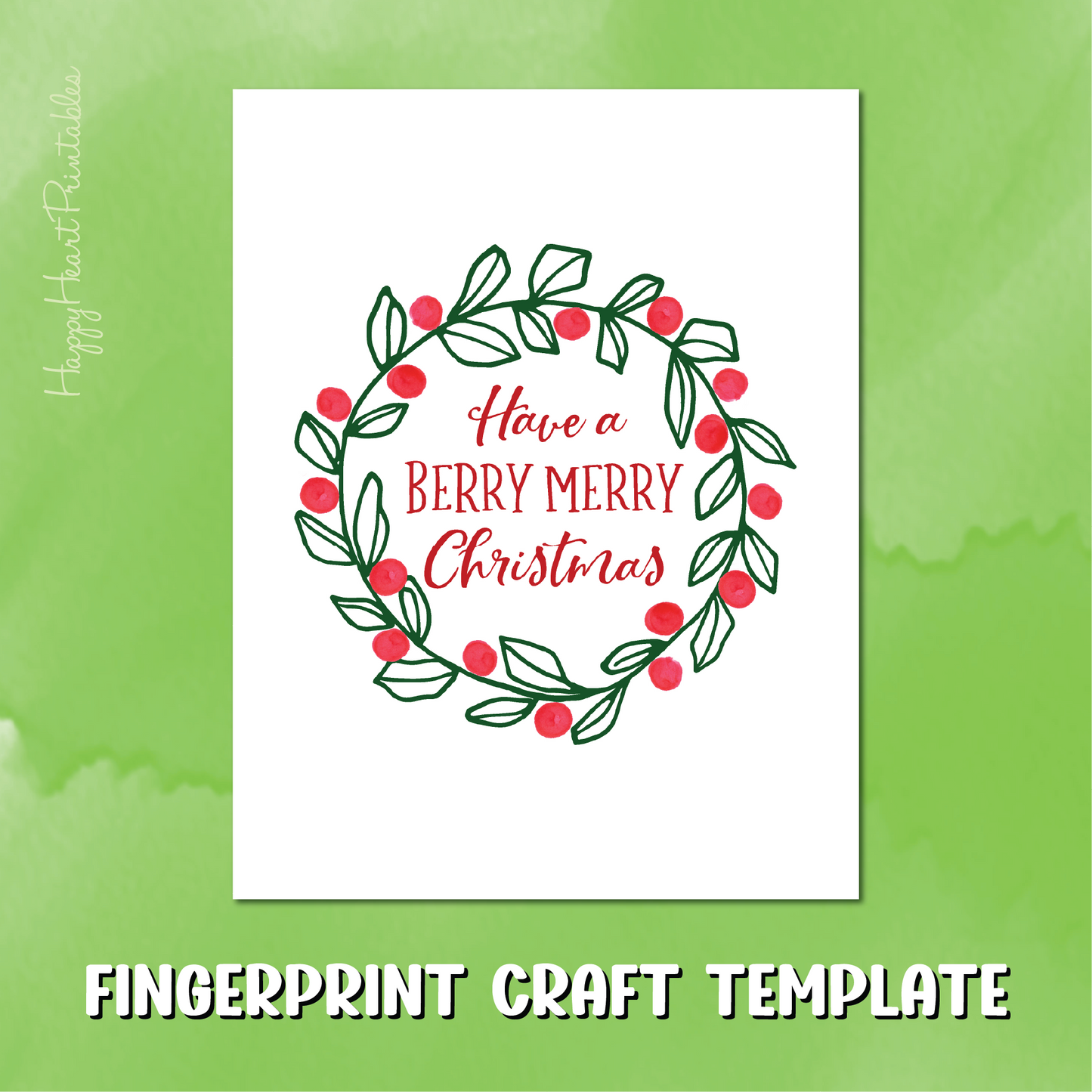 Fingerprint Christmas Wreath Printable Template - Fingerprint Christmas Art