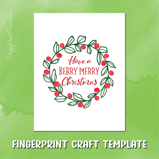Fingerprint Christmas Wreath Printable Template - Fingerprint Christmas Art