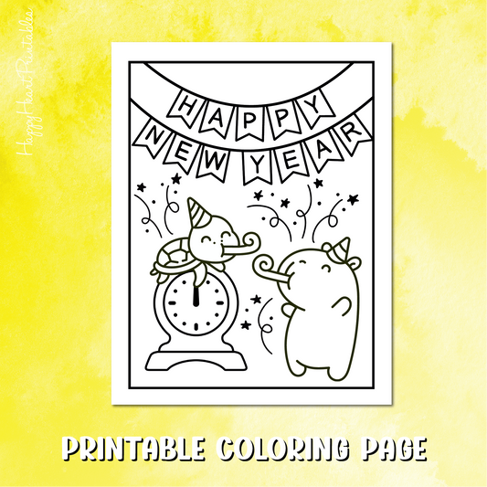 New Year's Eve Capybara Coloring Page