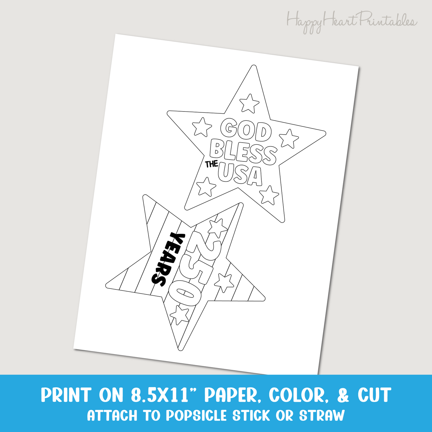 Fourth of July Printable Star Wand Craft