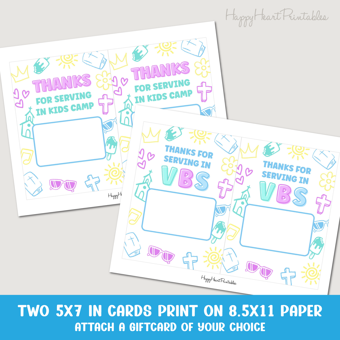 VBS Volunteer Printable Giftcard Holder
