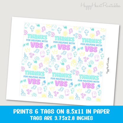 Printable VBS Volunteer Gift Tag