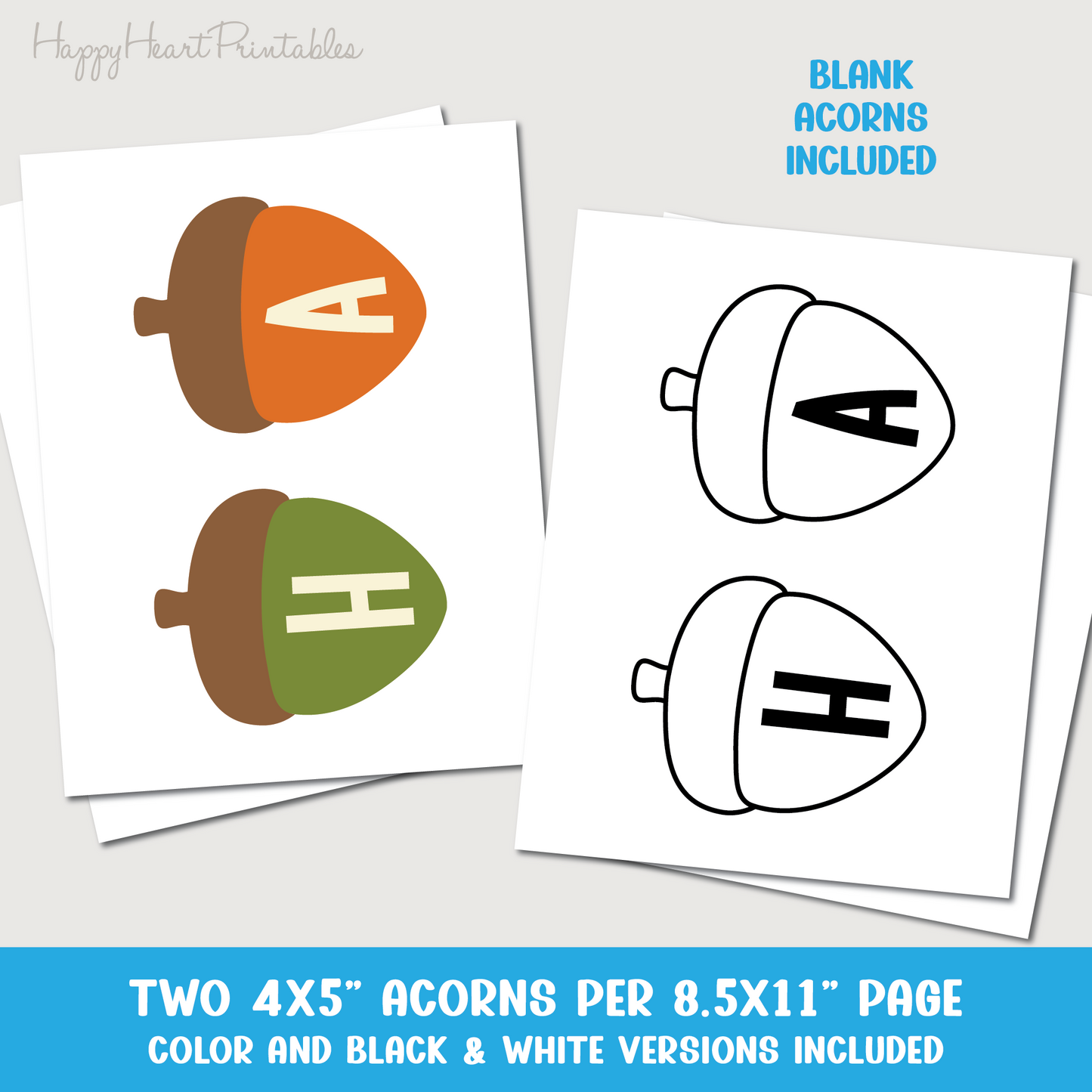 Printable THANKFUL Acorn Banner