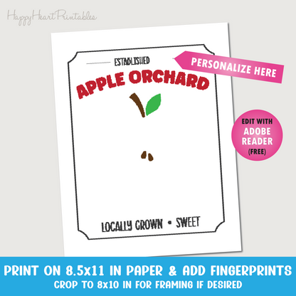 Footprint Apple Orchard Sign - Fall footprint Craft