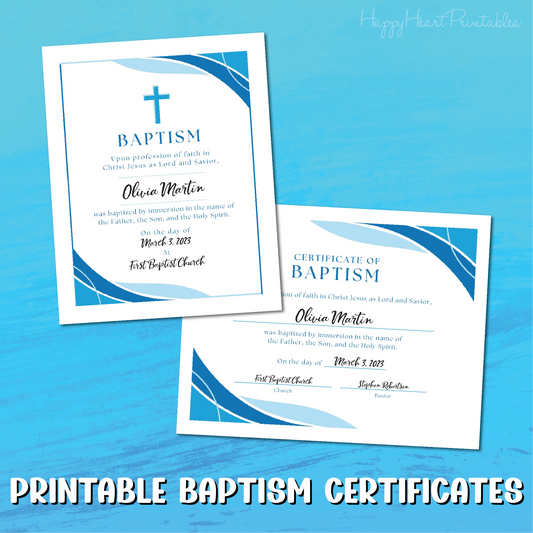 Printable Baptism Certificate and Plaque