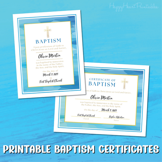 Printable Baptism Certificate and Commemorative Plaque