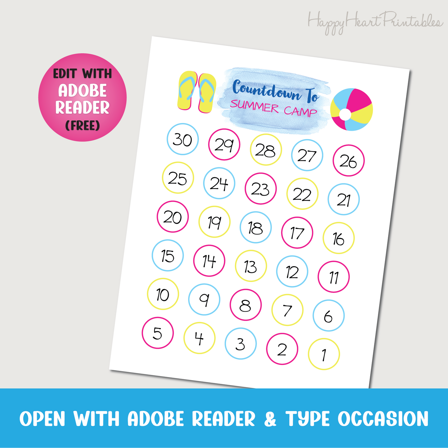 Printable Beach Countdown - Editable Title