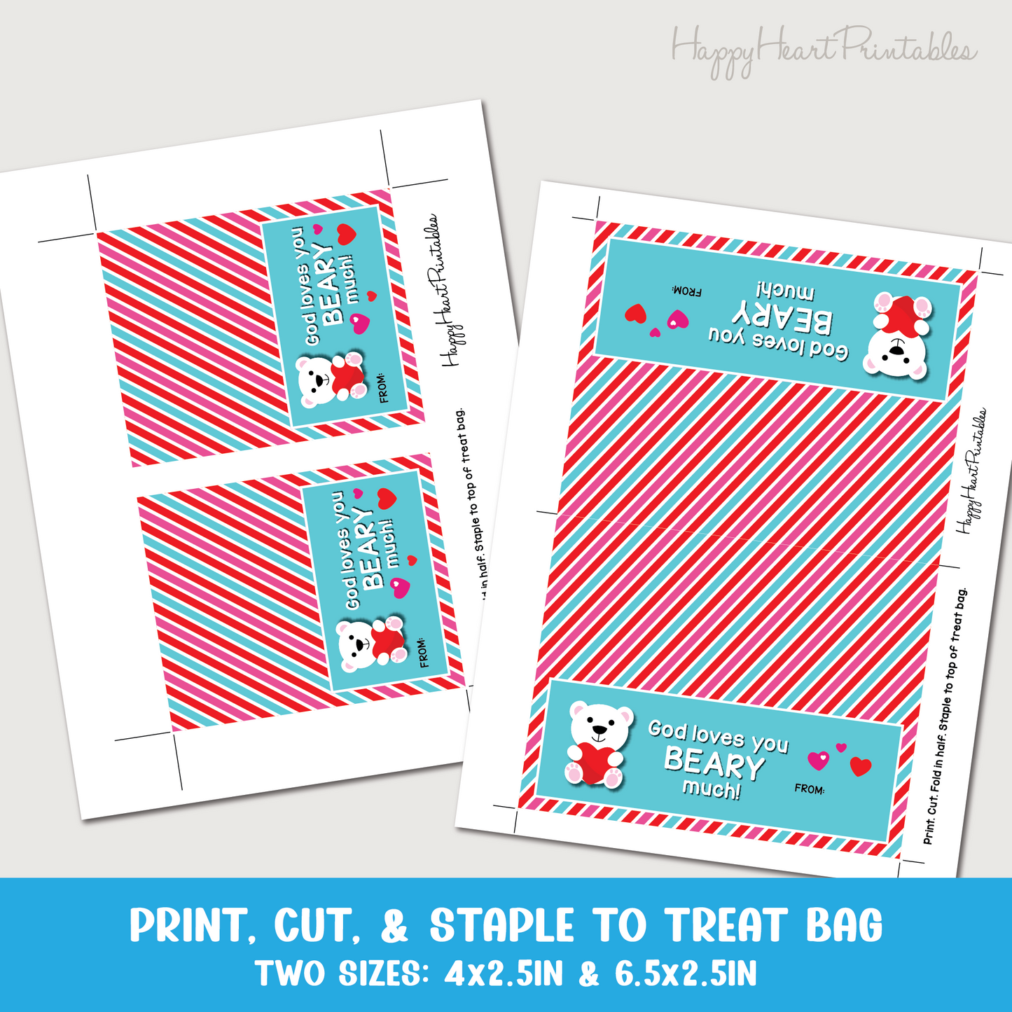 Bear Religious Valentine Printable Treat Topper