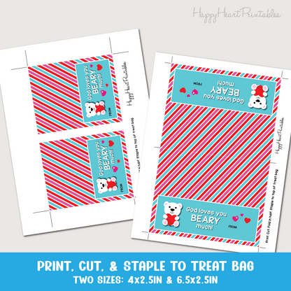 Bear Religious Valentine Printable Treat Topper