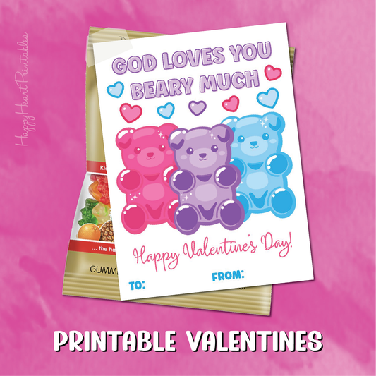 God Loves You Beary Much Printable Valentines