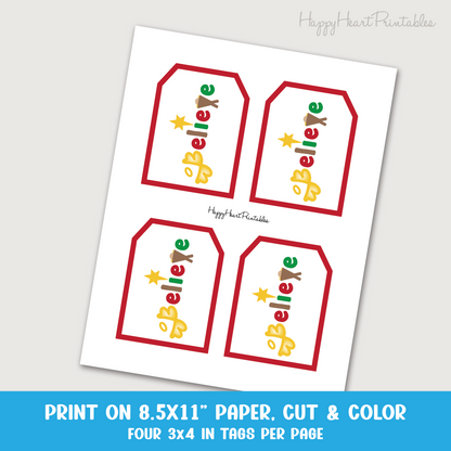 Printable Christmas Gift Tags - Believe