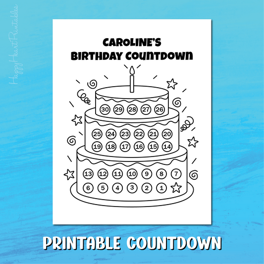 Printable Birthday Countdown - Personalize Editable PDF