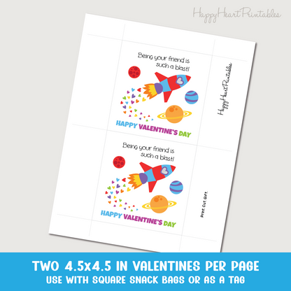 Space Rocket Printable Valentines