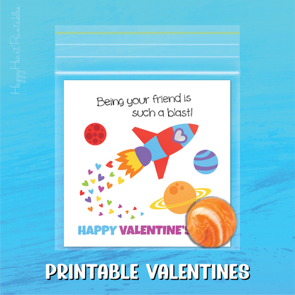 Space Rocket Printable Valentines