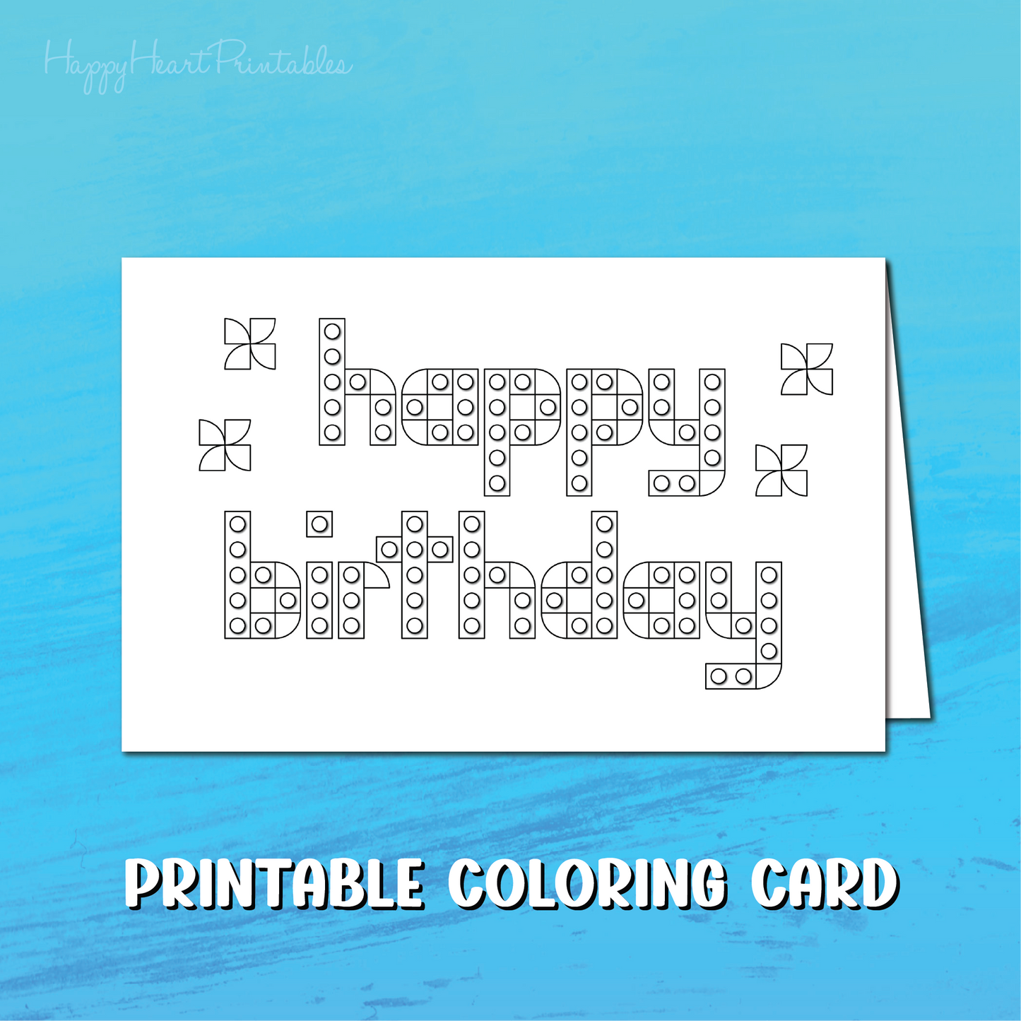 Building Blocks Birthday Day Coloring Card Printable