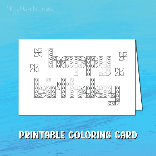 Building Blocks Birthday Day Coloring Card Printable