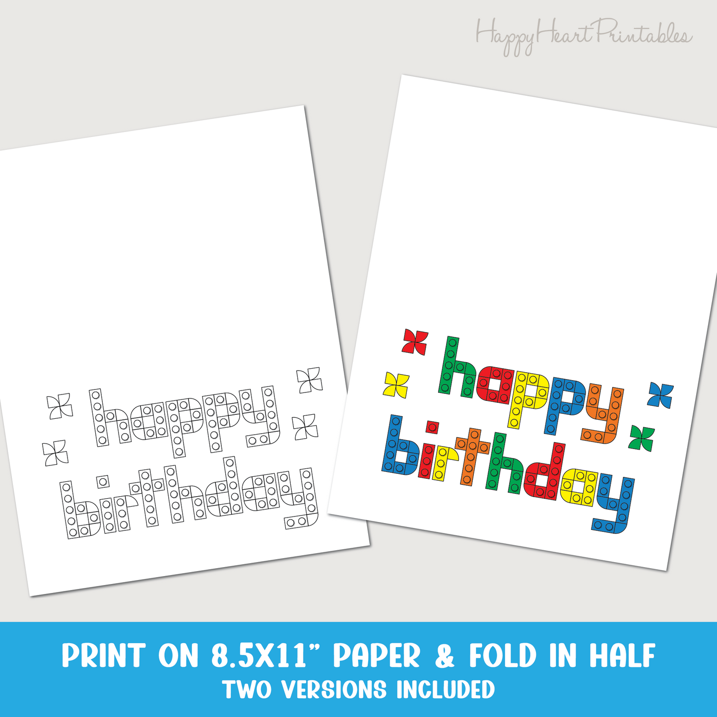 Building Blocks Birthday Day Coloring Card Printable