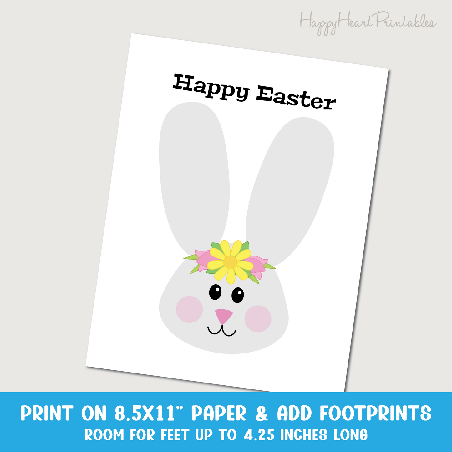 Bunny Footprint Easter Art Template