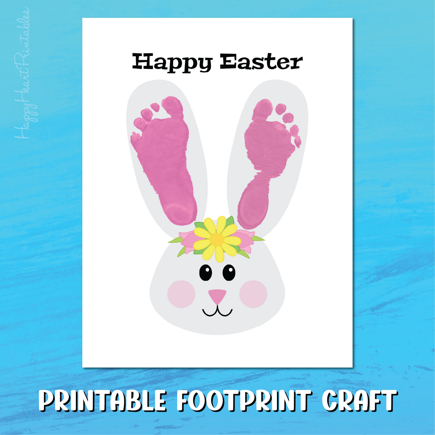 Bunny Footprint Easter Art Template