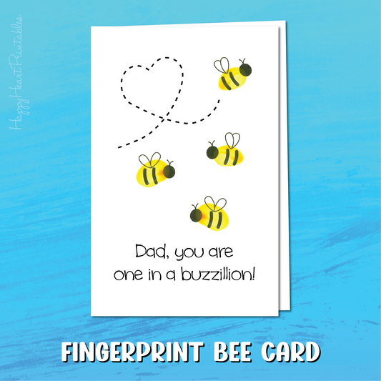 Fingerprint Bee Printable Father's Day Card