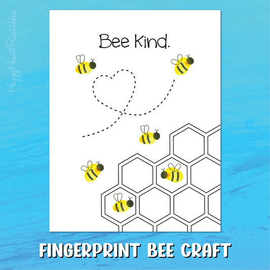 Fingerprint Bee Craft Printable Template