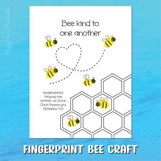 Fingerprint Bee Bible Craft - Bee Kind