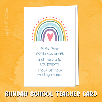 Sunday School Teacher Thank You Card