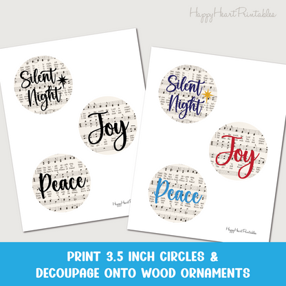 Printable Christmas Hymn Designs for Wood Ornaments