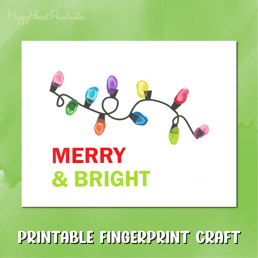Fingerprint Christmas Lights Printable Template - Fingerprint Christmas Art