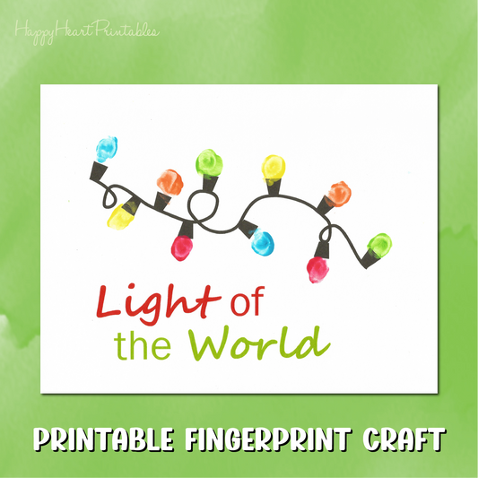 Thumbprint Christmas Lights Printable Template - Thumbprint Christmas Art