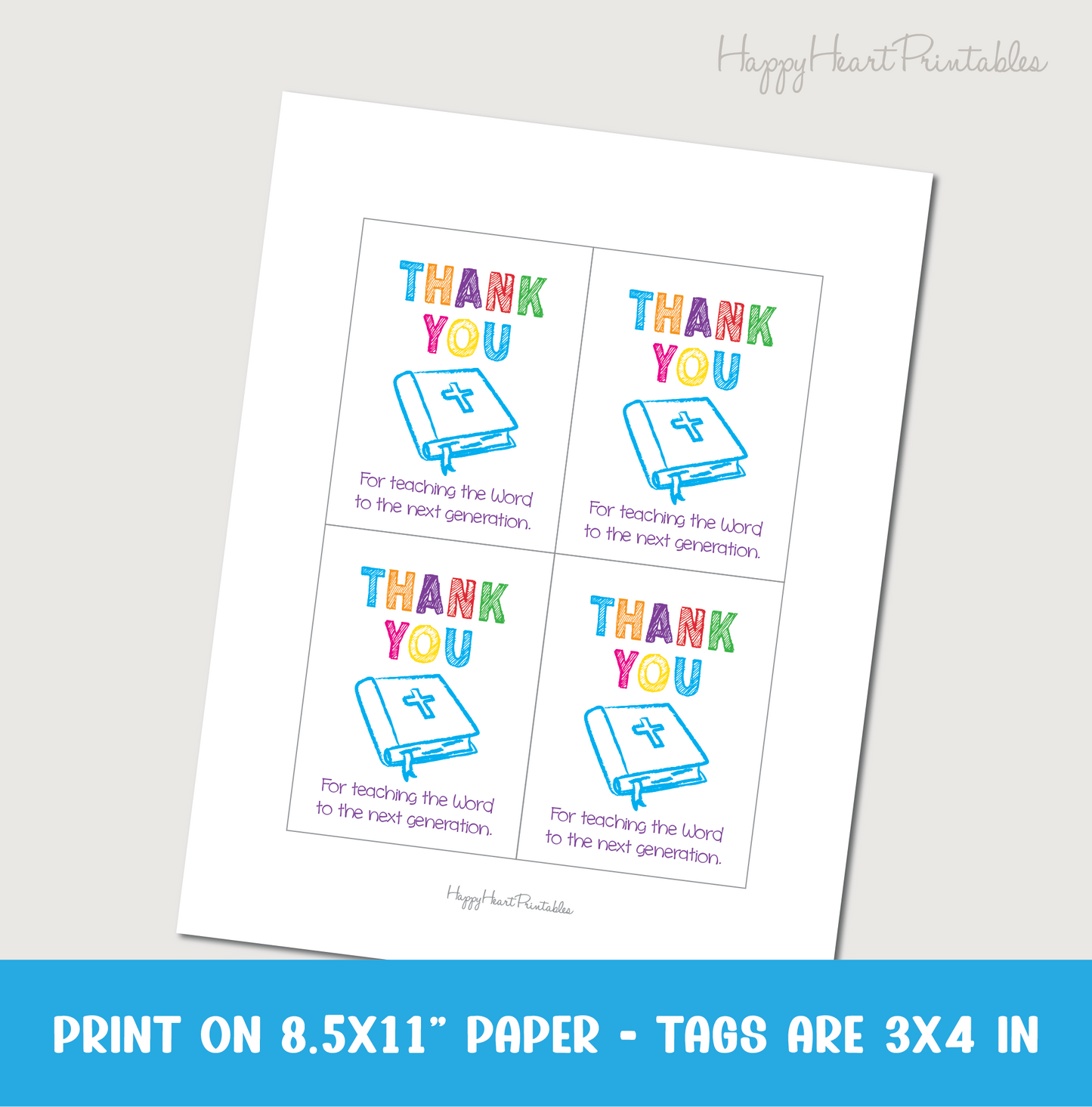 Sunday School Teacher Thank You Gift Tag