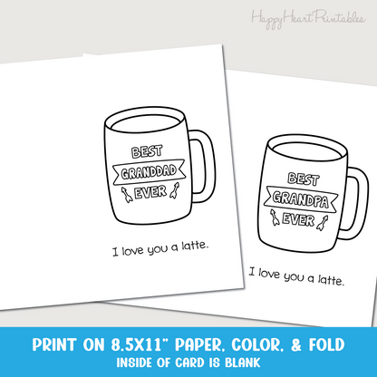 Granddad Coffee Mug Coloring Card
