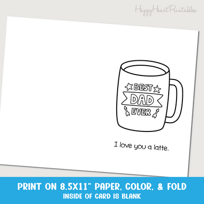 Father's Day Coffee Mug Coloring Card