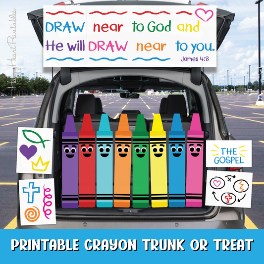 Printable Trunk or Treat Decorations - Crayons