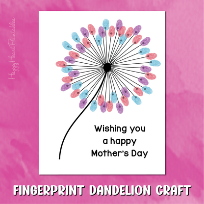 Mother's Day Dandelion Fingerprint Craft/Card