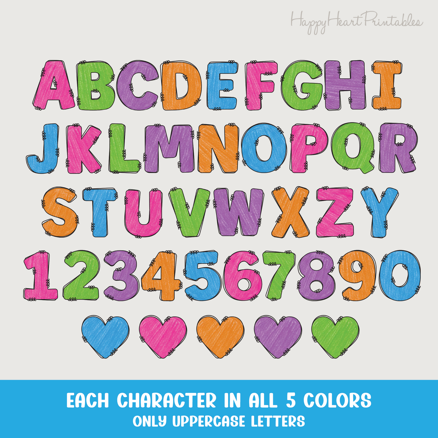 Crayon Doodle Alphabet & Number Set