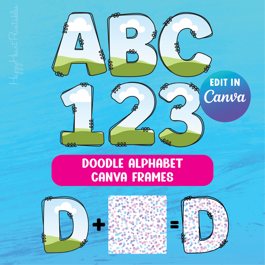 Doodle Alphabet & Number Canva Frames