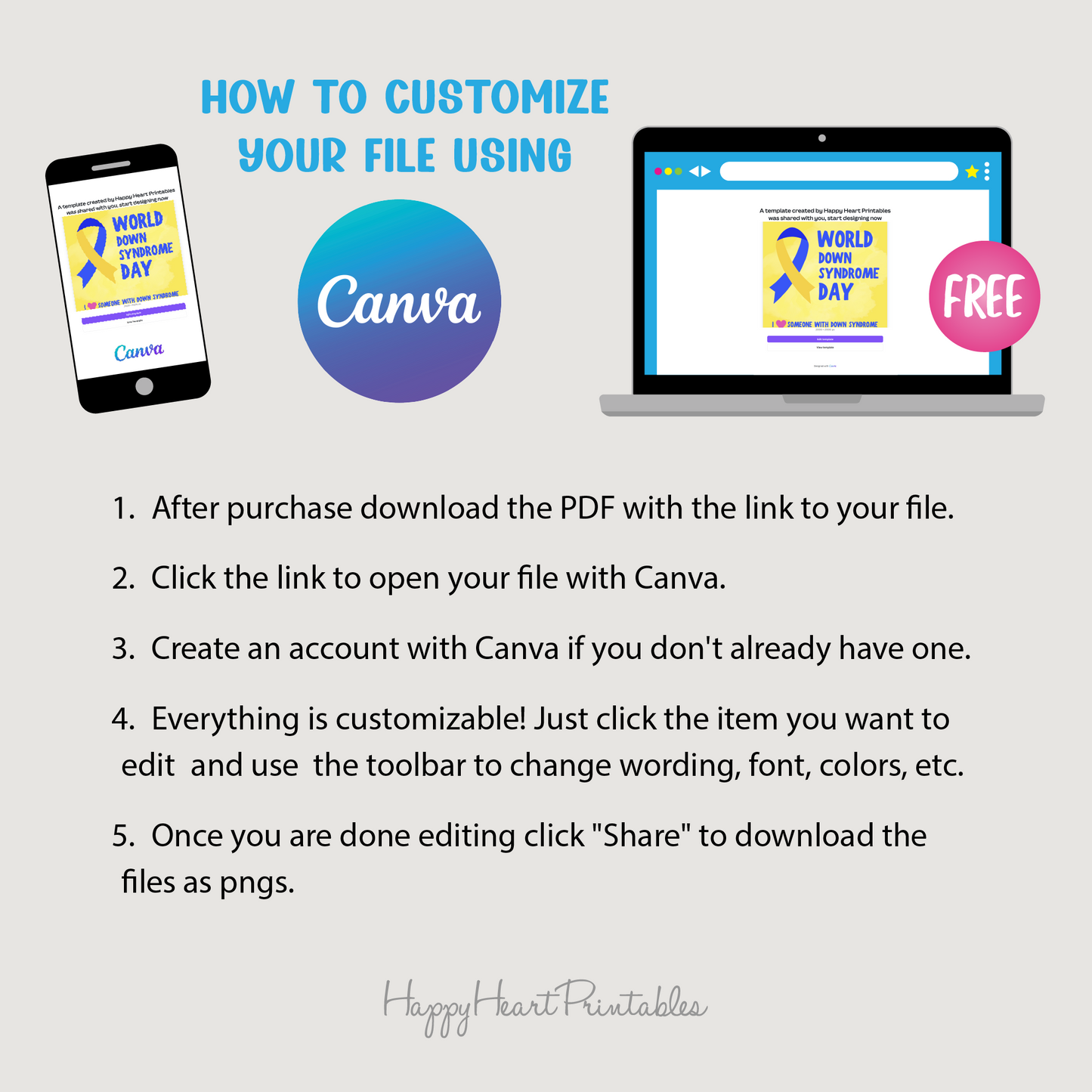 Down Syndrome Awareness Social Media Graphics - Fully Customizable in Canva