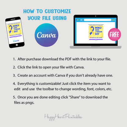 Down Syndrome Awareness Social Media Graphics - Fully Customizable in Canva