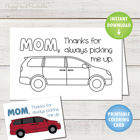 Minivan Printable Mother's Day Card