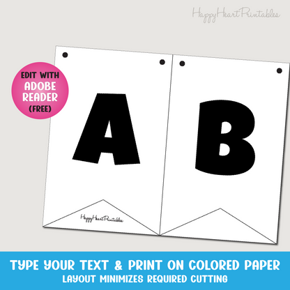 Editable Banner Template - Printable Banner Template - DIY Flag Banner