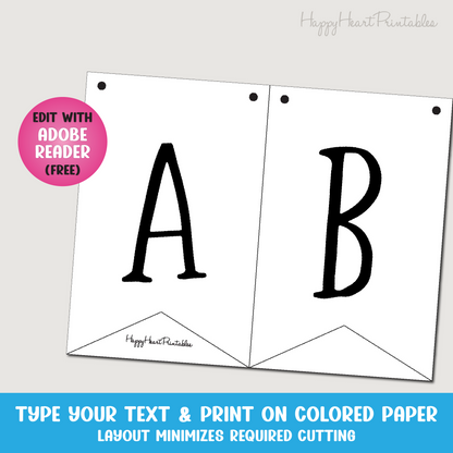 Editable Banner Pattern - Printable Banner Template - DIY Flag Banner