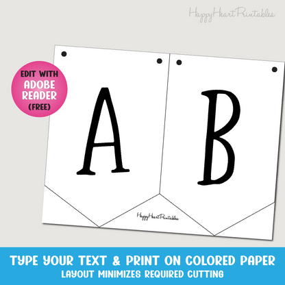 Editable Pennant Banner Pattern - Printable Banner Template