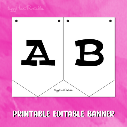 Editable Pennant Banner Pattern With Serif Font- Printable Banner Template