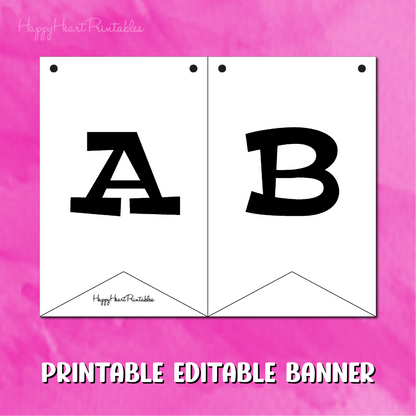 Editable Banner Pattern With Serif Font - Printable Banner Template - DIY Flag Banner