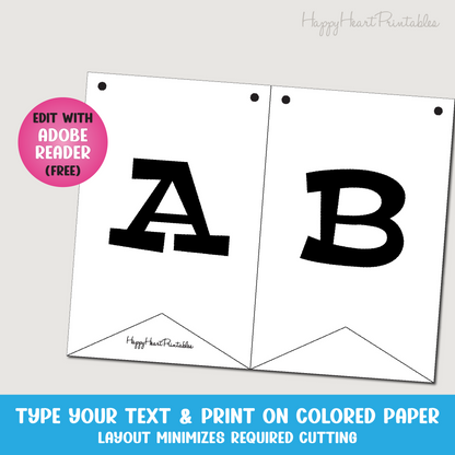 Editable Banner Pattern With Serif Font - Printable Banner Template - DIY Flag Banner