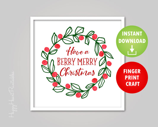 Fingerprint Christmas Wreath Printable Template - Fingerprint Christmas Art