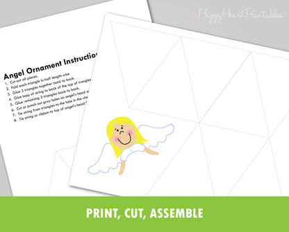 Printable Paper Christmas Ornament - DIY Christmas Ornament - Angel Paper Craft